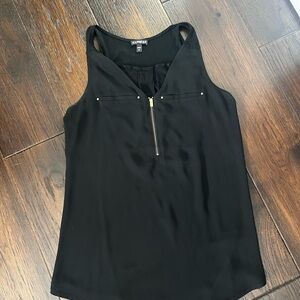 Express Black Sleeveless Top with Zipper Detail